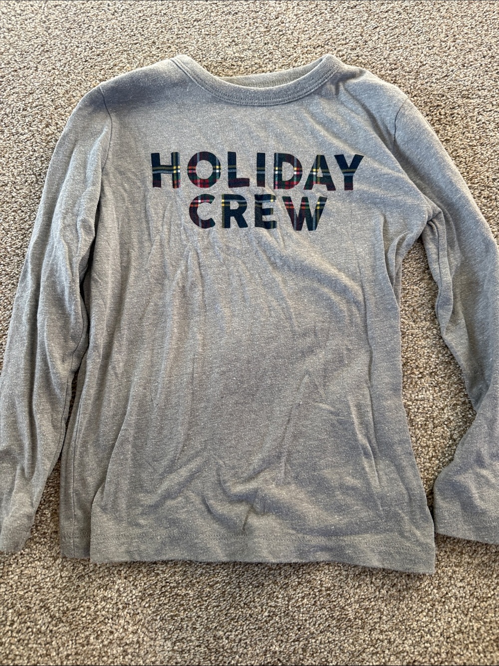Crewcuts Gray Long Sleeve 'Holiday Crew' Plaid-Letter Tee (4-5)